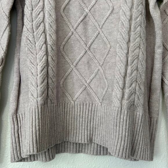 Raya cable chunky knit neutral sweater with ruffles sleeve detail stretch S - Picture 5 of 13